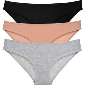 MrtNlu Siyah Ten Gri M 3 Adet Süper Eko Set Likralı Kadın Slip Külot
