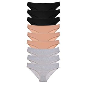 MrtNlu Siyah Ten Gri M 9 Adet Süper Eko Set Likralı Kadın Slip Külot