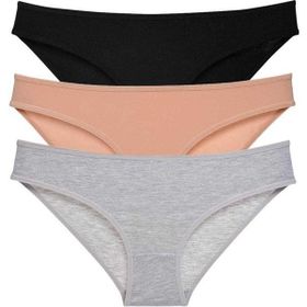 MrtNlu Siyah Ten Gri XL 3 Adet Süper Eko Set Likralı Kadın Slip Külot