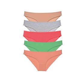 MrtNlu Soft Renkler XL 5 Adet Eko Set Likralı Kadın Slip Külot
