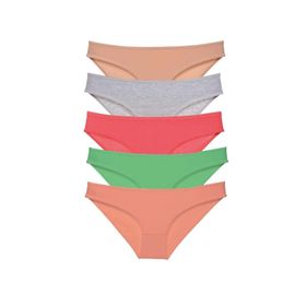 MrtNlu Soft Renkler XL 5 Adet Eko Set Likralı Kadın Slip Külot