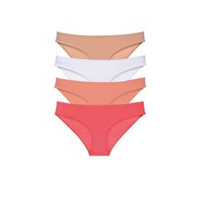 MrtNlu Ten Beyaz Pudra Fuşya M 4 Adet Süper Eko Set Likralı Kadın Slip Külot