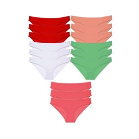 MrtNlu Ten Beyaz Pudra Yeşil Fuşya XL 15 Adet Süper Eko Set Likralı Kadın Slip Külot