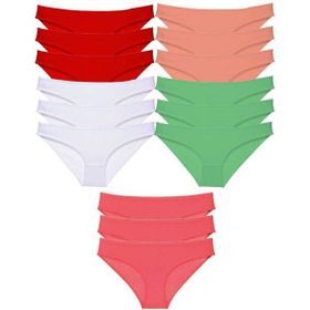 MrtNlu Ten Beyaz Pudra Yeşil Fuşya XL 15 Adet Süper Eko Set Likralı Kadın Slip Külot