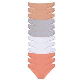 MrtNlu Ten Gri Beyaz Fuşya XL12 Adet Süper Eko Set Likralı Kadın Slip