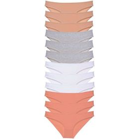 MrtNlu Ten Gri Beyaz Fuşya XL12 Adet Süper Eko Set Likralı Kadın Slip