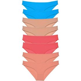 MrtNlu Ten Pudra Fuşya Mavi M 8 Adet Süper Eko Set Likralı Kadın Slip Külot
