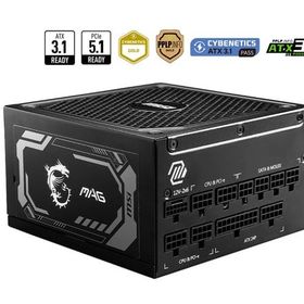 MSI PSU MAG A1000GL 1000W 80 Plus Gold 135 mm Fan PCIe 5 Active PFC Power Supply