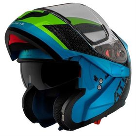 MT Atom Sv Adventure A7 Çene Açılır Mavi Yeşil Siyah Motosiklet Kaskı