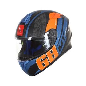 MT Targo Pro Welcome D4 Full Face Siyah Mavi Turuncu Motosiklet Kaskı