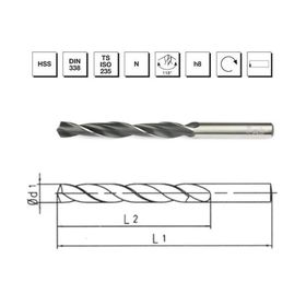 MTE B00000001250 Makina Takım 12.5 mm HSS DIN 338 Silindirik Saplı Haddeli Matkap Ucu