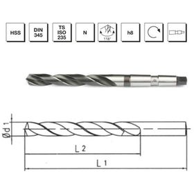 MTE B00004002450 Makina Takım 24.5 mm HSS DIN 345 Mors Konik Saplı Matkap Ucu