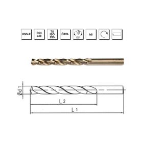 MTE B00005001200 Makina Takım 12 mm HSS-E DIN 338 Silindirik Saplı Altın Seri Matkap Ucu