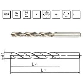 MTE B00007000130 Makina Takım 1.3 mm HSS DIN 338 Silindirik Saplı Taşlanmış Matkap Ucu