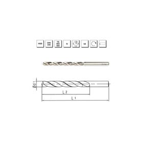 MTE B00007200250 Makina Takım 2.5 mm HSS DIN 340 Silindirik Saplı Uzun Matkap Ucu