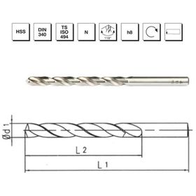 MTE B00007201250 Makina Takım 12.5 mm HSS DIN 340 Silindirik Saplı Uzun Matkap Ucu
