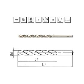 MTE B00007201250 Makina Takım 12.5 mm HSS DIN 340 Silindirik Saplı Uzun Matkap Ucu