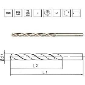 MTE B00007201350 Makina Takım 13.50 mm HSS DIN 340 Silindirik Saplı Uzun Matkap Ucu