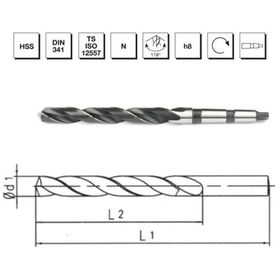MTE B00007301600 Makina Takım 16 mm HSS DIN 341 Mors Konik Saplı Uzun Matkap Ucu