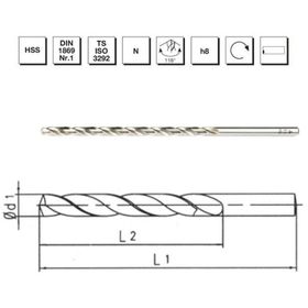 MTE B00007500350 Makina Takım 3.5 mm HSS DIN 1869 -1 Silindirik Saplı Çok Uzun N Tipi Matkap Ucu