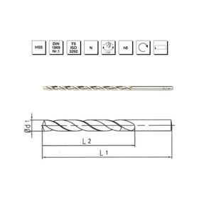 MTE B00007500350 Makina Takım 3.5 mm HSS DIN 1869 -1 Silindirik Saplı Çok Uzun N Tipi Matkap Ucu