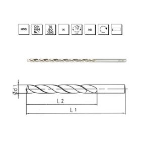 MTE B00007500350 Makina Takım 3.5 mm HSS DIN 1869 -1 Silindirik Saplı Çok Uzun N Tipi Matkap Ucu