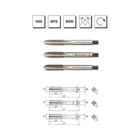 MTE B00100101270 Makina Takım W 1/2 inç HSS MTE Normu Whitworth Normal Vidalı 3'lü Takım Kılavuzu