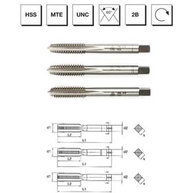 MTE B00100142540 1 inç HSS MTE Normu USA Normal Vidalı 3'lü UNC Takım Kılavuzu