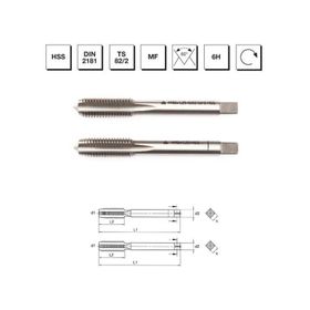 MTE B00102032206 M22x1.5 HSS DIN 2181 İnce Vidalı 2'li Takım Kılavuzu