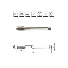 MTE B00105751206 M12x1.5 HSS-E DIN 374/C İnce Vidalı Düz Kanallı Makina Kılavuzu