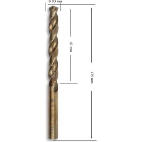 MTE HSS DIN 338 9.5 mm Taşlanmış Silindirik Saplı Altın Seri Kısa Matkap Ucu