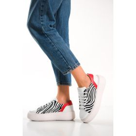 Mubiano MB6303-Z Zebra Desenli Kalın Taban Kadın Spor Ayakkabı