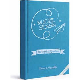 Mucize Sensin Temalı Tarihsiz Süresiz Mavi Sert Kapak 192 Sayfa Büyük Boy 25x17 cm Ajanda