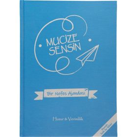Mucize Sensin Temalı Tarihsiz Süresiz Mavi Sert Kapak 192 Sayfa Büyük Boy 25x17 cm Ajanda
