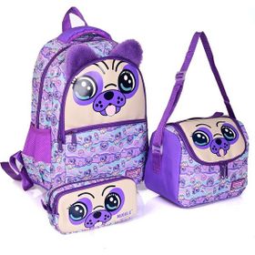 Muggle 6962 Dog Mor 3'lü Okul Çantası Set