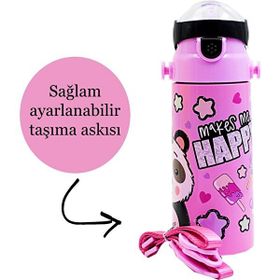 Muggle MT-2635 550 ml Panda Desenli Pipetli Çelik Matara