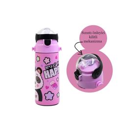 Muggle MT-2635 550 ml Panda Desenli Pipetli Çelik Matara