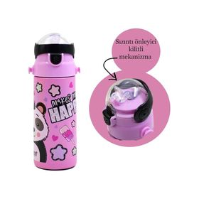 Muggle MT-2635 550 ml Panda Desenli Pipetli Çelik Matara