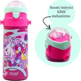 Muggle MT-2635 550 ml Unicorn Desenli Pipetli Çelik Matara
