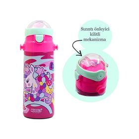 Muggle MT-2635 550 ml Unicorn Desenli Pipetli Çelik Matara