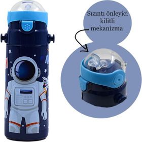 Muggle MT-2635 550 ml Uzay Desenli Pipetli Çelik Matara