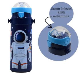 Muggle MT-2635 550 ml Uzay Desenli Pipetli Çelik Matara