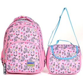 Muggle MU-003 Unicorn Pembe-Siyah 2'li Okul Sırt Çantası Set