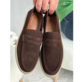 Muggo Denzel Kahverengi Süet Garantili Günlük Klasik Hakiki Deri Casual Rahat Ortopedik Erkek Bağcıksız Ayakkabı
