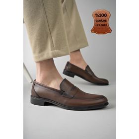 Muggo H0140 Kahverengi Garantili Klasik Hakiki Deri Erkek Günlük Ayakkabı