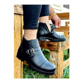 Muggo Nijer Siyah Kürklü Fermuarlı Kışlık Erkek Bot