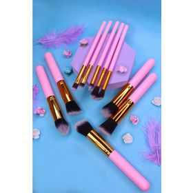 Mujgan 10'lu Pembe Renk Makyaj Fırça Seti