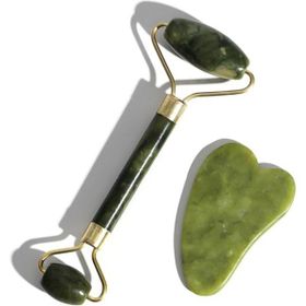Mujgan 15 cm - 15.5 cm 2'li Yeşim Taşı ve Gua Sha Masaj Taşı Cilt Bakım Seti