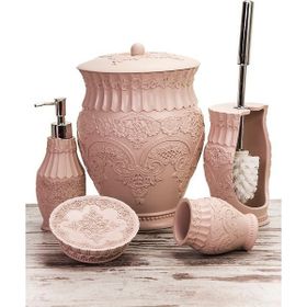 Mukko Home Flora Polyester Pembe 5'li Banyo Seti