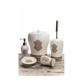 Mukko Home Polyester Saray Kahve 5 Parça Banyo Seti